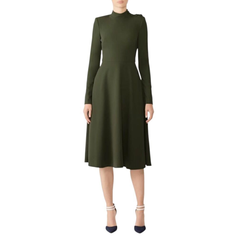 Black Halo Green Antonia Mockneck A-line Midi Dress 2